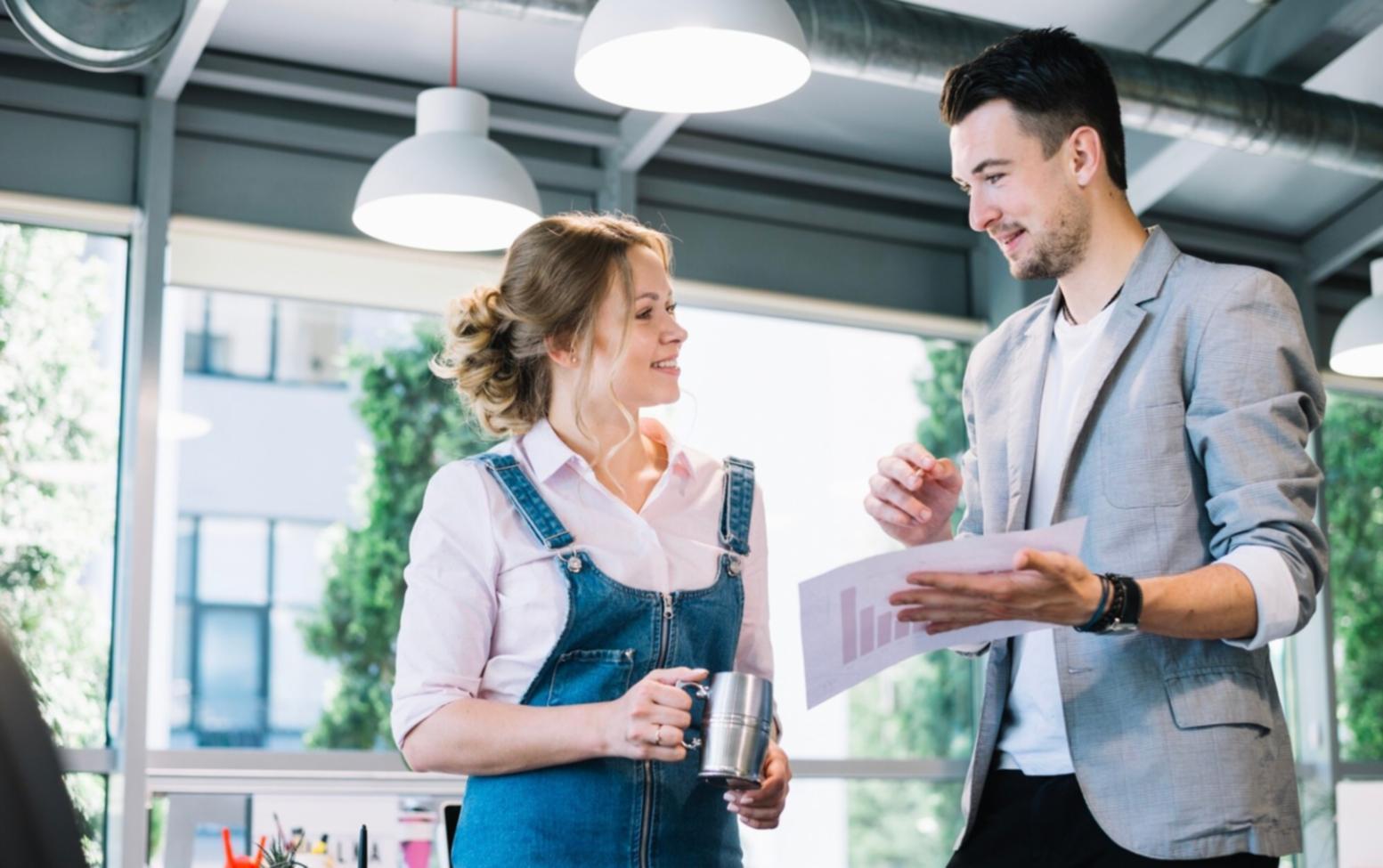 Professional team collaboration in modern office setting